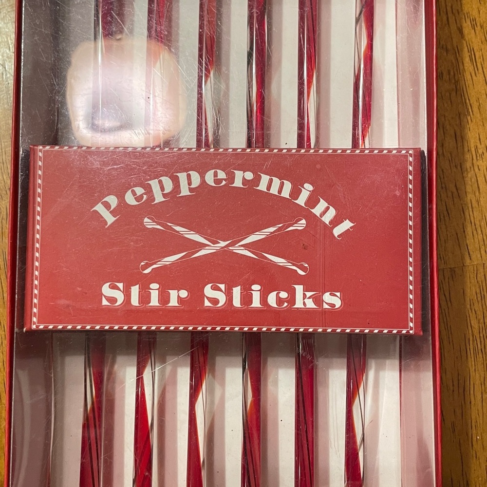 Williams Sonoma Glass Peppermint Stir Sticks - Red and White